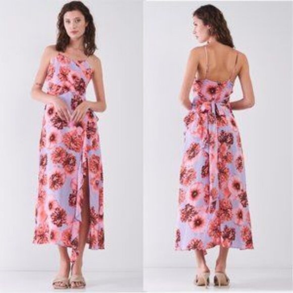 Coral & Lilac Floral Print Maxi Dress - Picture 8 of 8